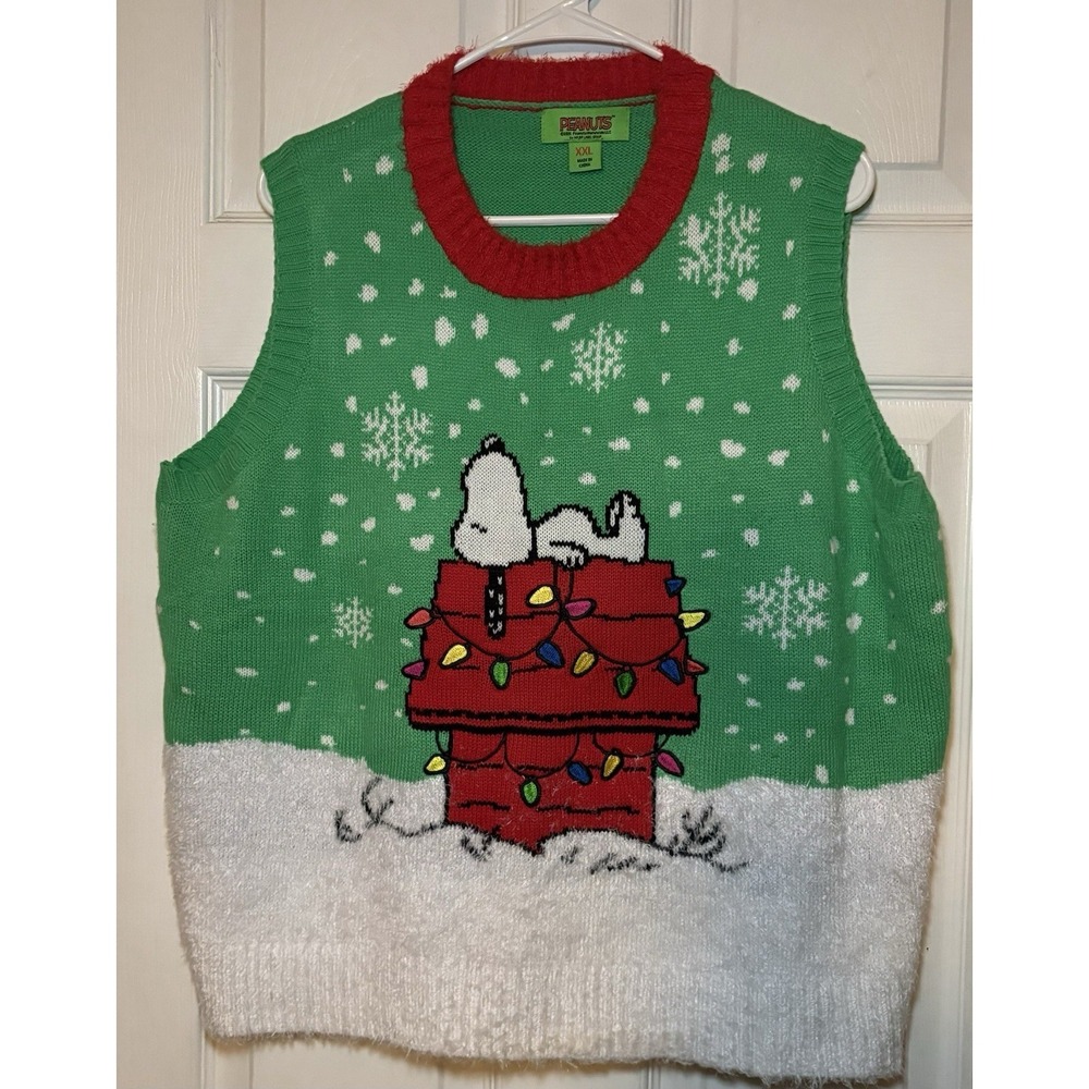 Peanuts Snoopy Ugly Holiday Christmas Sweater Vest Womens Size XXL